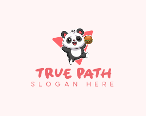 Cute Panda Hamburger  logo design