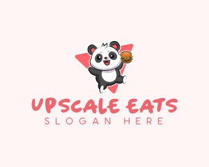 Cute Panda Hamburger  logo design