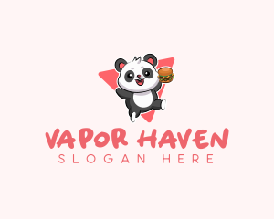 Cute Panda Hamburger  logo design