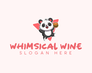 Cute Panda Hamburger  logo design