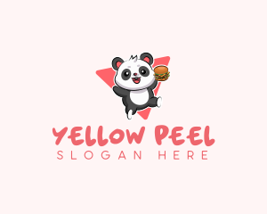 Cute Panda Hamburger  logo design