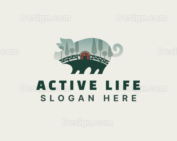 Pig Farming Livestock Logo