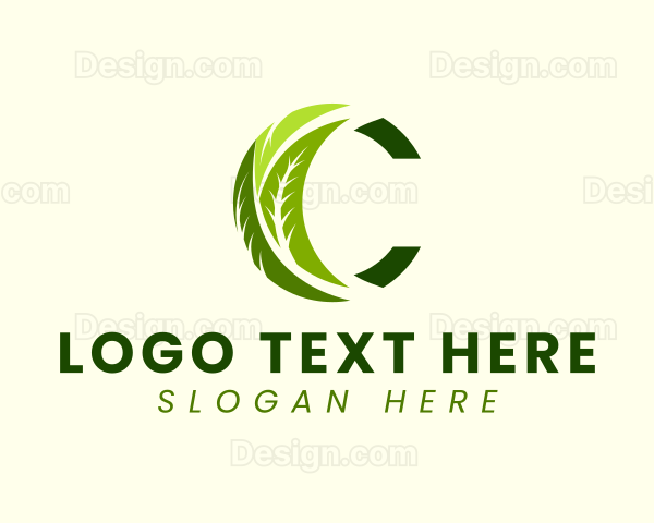 Green Leaves Letter C Logo