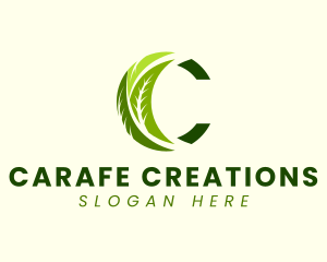 Green Leaves Letter C logo design