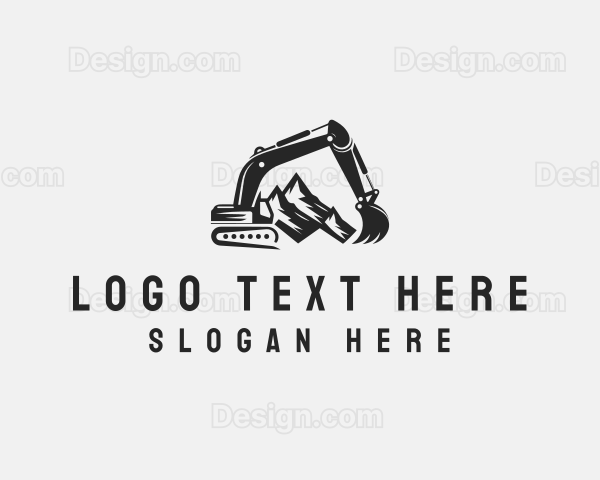 Mountain Excavator Construction Logo