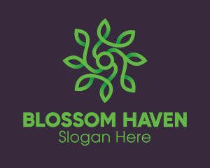 Green Vine Flower logo