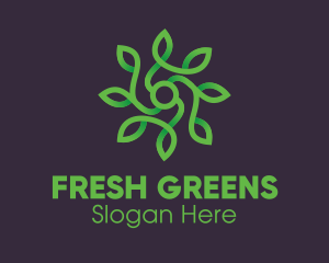 Green Vine Flower logo design