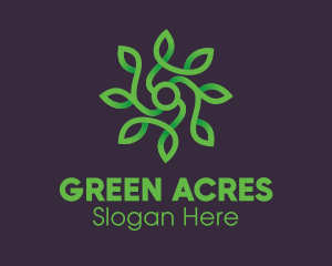 Green Vine Flower logo design