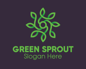 Green Vine Flower logo design