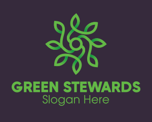 Green Vine Flower logo design