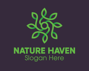 Green Vine Flower logo design