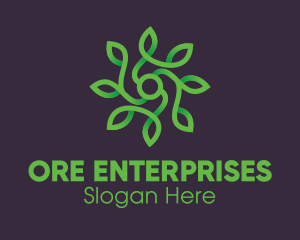 Green Vine Flower logo design