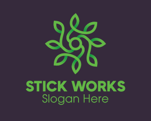 Green Vine Flower logo design