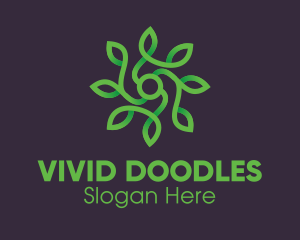 Green Vine Flower logo design