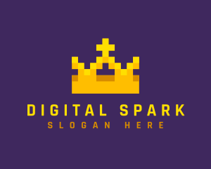 Pixelated Royal Crown logo design