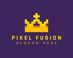 Pixelated Royal Crown logo design