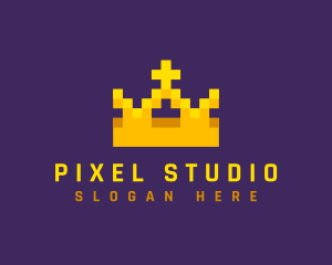 Pixelated Royal Crown logo design