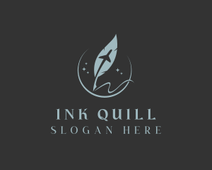 Feather Quill Airplane logo design