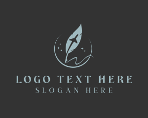 Novel - Feather Quill Airplane logo design