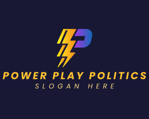 Power Lightning Bolt Letter P logo design