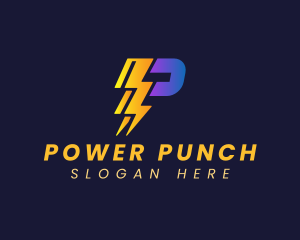 Power Lightning Bolt Letter P logo design