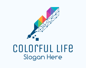 Geometric Colorful Quill logo design