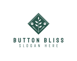 Sewing Button Pin Wreath logo design