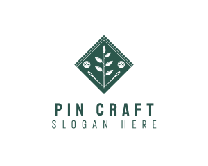 Sewing Button Pin Wreath logo design