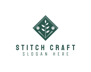 Sewing Button Pin Wreath logo design