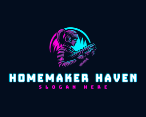 Woman Gaming Shooter logo design