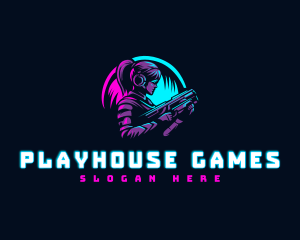 Woman Gaming Shooter logo design