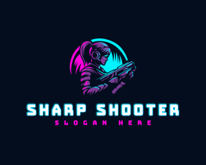 Woman Gaming Shooter logo design