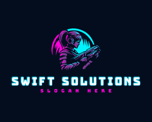 Woman Gaming Shooter logo design