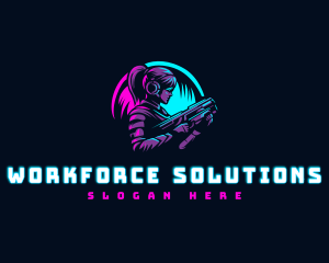 Woman Gaming Shooter logo design