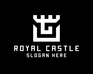 Geometric Castle Turret logo design