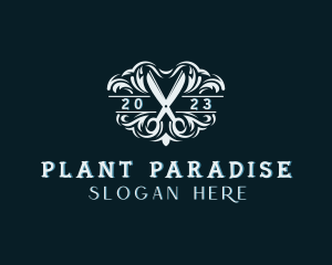 Scissors Gardening Plant logo design