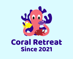 Octopus Fish Coral Reef logo