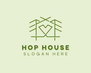 Forest House Heart  logo design