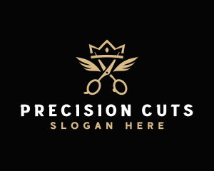 Scissors Barbershop Crown logo design