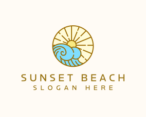 Beach Resort Sunset logo design