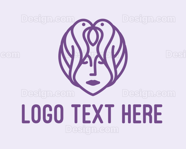 Purple Woman Bird Head Logo