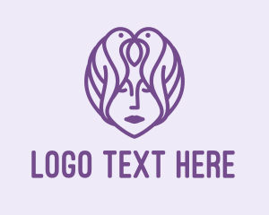 Purple Woman Bird Head logo