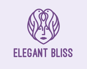 Purple Woman Bird Head logo
