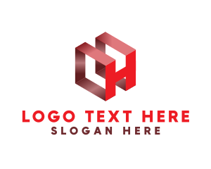 3d - 3D Red Letter H logo design