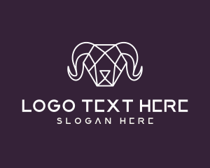 Geometric Polygon Ram logo design
