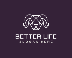 Geometric Polygon Ram logo design