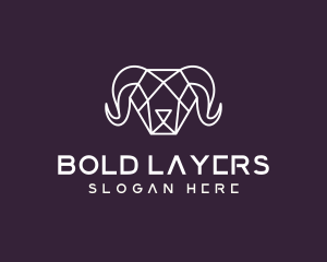 Geometric Polygon Ram logo design