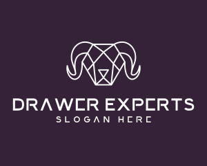 Geometric Polygon Ram logo design