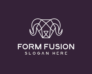 Geometric Polygon Ram logo design