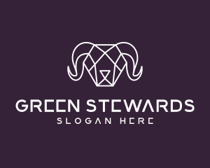 Geometric Polygon Ram logo design